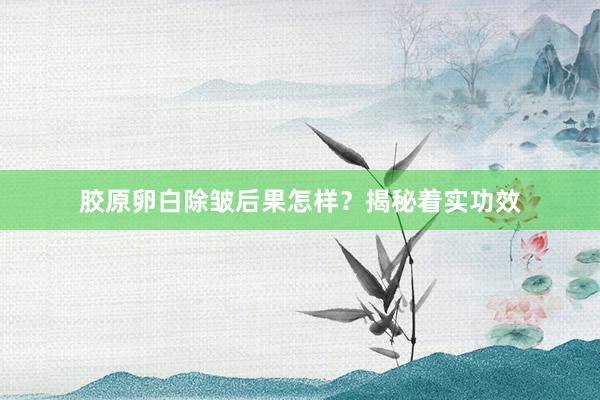 胶原卵白除皱后果怎样？揭秘着实功效